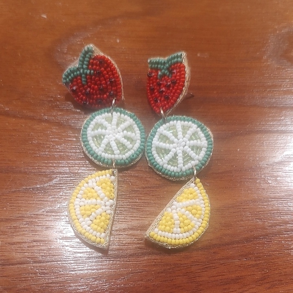 Colorful Fruit Beaded Earrings